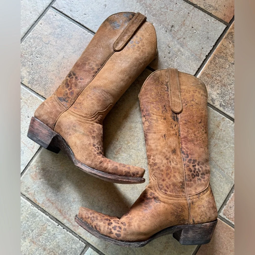 Old Gringo Brown Ocre Leopardito Western Snip Toe Cowgirl Boots For Women’s 7.5B - Picture 7 of 10
